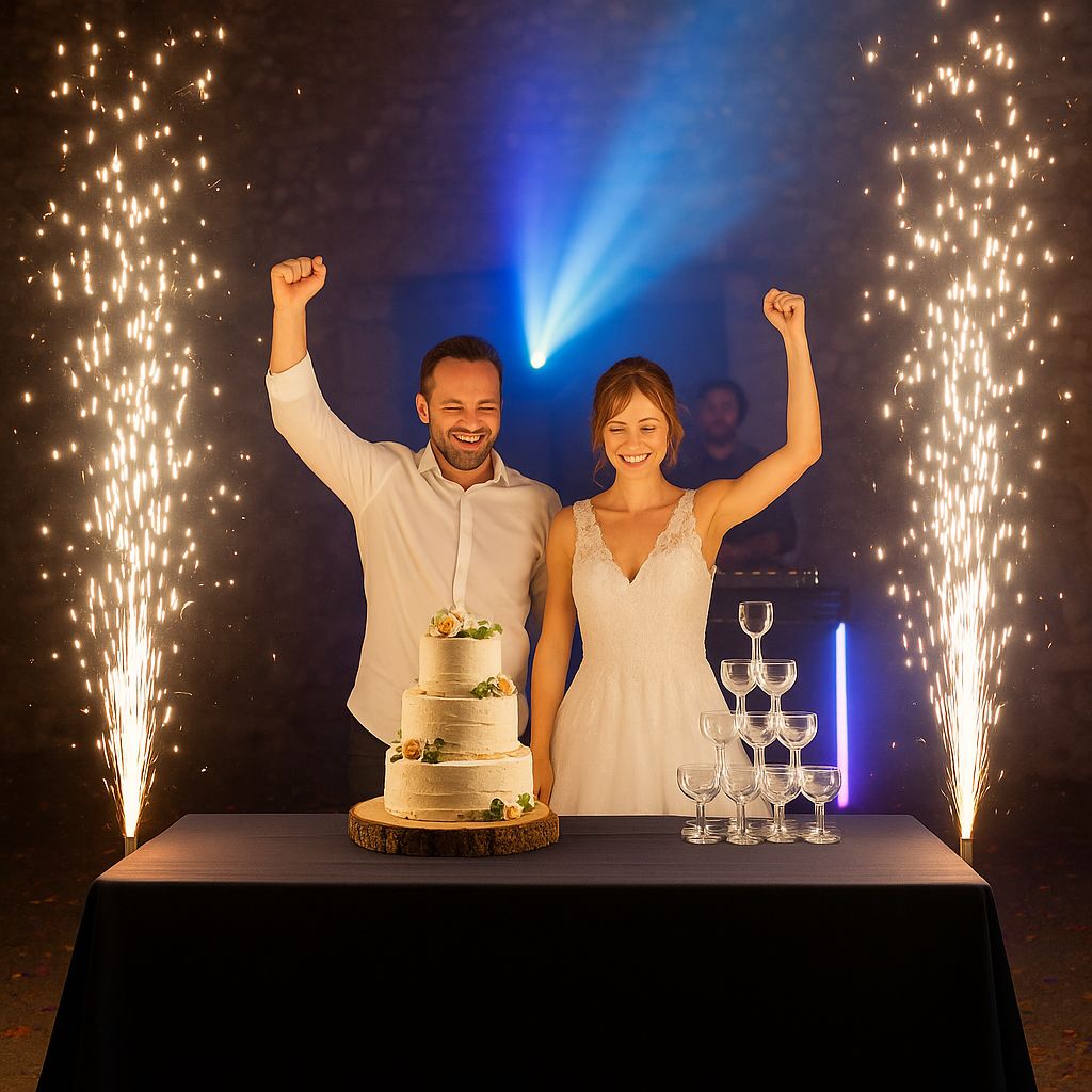 Jets de scène pour le dessert – option mariage